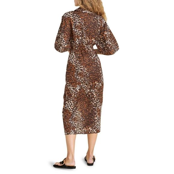Veronica Beard Seki Printed Linen Dress in Brown Multi NWT Size 0 - Picture 3 of 10